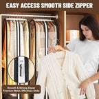 Garment Bags for Hanging Clothes 60” Long, Ultra Clear Suit Bags for Closet Storage, Moving Organization, Travel Covers with 10" Gussets for Coat, Dress, Shirt and Sweater - 2 PCS