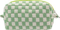 PAZIMIIK Checkered Makeup Bag for Purse Portable Zipper Make Up Pouch Small Cosmetic Case for Travel Accessories (Light Green)