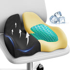 Benazcap Large Cooling Gel Seat Cushion for Office Chair Ergonomic Cushions-Gel & Memory Foam Coccyx Butt Pillow for Sciatica & Back Pain Relief for Long Sitting for Gaming Chair and Car Seat-Black