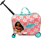 Fast Forward Ride-On 18" Suitcase For Kids/Tow-Along Toddler Carry-On Luggage With Wheels (Moana)