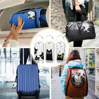 Black Cat Luggage Tag for Suitcase,Design with Privacy Flap Name ID Label Metal Loop, 3 Pack