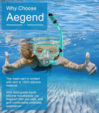 Aegend Snorkeling Gear for Adults Youth Kids, Snorkel Mask with Top Dry Valve - Panoramic View Anti-Leak and Anti-Fog with Mesh Bag for Snorkeling, Scuba Diving, Freediving & Swimming