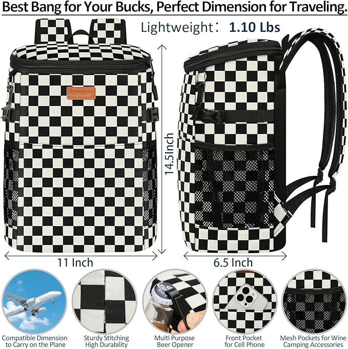 Camping Cooler Backpack 30 45 Cans, Soft Backpack Coolers Insulated Leak Proof Travel Cooler Bag Waterproof Lunch Picnic Beach Work Trip Thermal Bag Drink Beverage Beer Bag Cooler