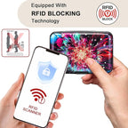 ELFISH Mini RFID Aluminum Wallet Credit Cards Holder Business Card Case Metal ID Case for Men Women (Gorgeous flower)