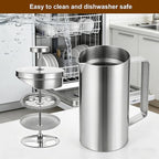 600ml Small French Press Coffee Maker, Double Wall Stainless Steel Coffee Press Pot with Detachable Filter, Cool Touch Insulated Handle, Dishwasher Safe Portable Brewer for Home Camping Travel
