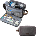 BAGSMART Toiletry Bag for Men, Canvas Travel Toiletry Organizer Dopp Kit Water-resistant Shaving Bag for Toiletries Accessories,Grey-Large