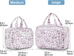 Narwey Travel Toiletry Bag for Women Large Hanging Makeup Bag Organizer Toiletries Bag for Full Size Essentials Accessories Cosmetics (Dusty Pink Flower (Large))