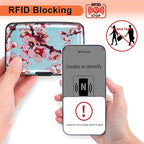 Mayski Credit Card Holder, RFID Blocking, Aluminum Alloy Hard Case, Small Mini Business Metal Wallet for Women Men, Peach Blossom
