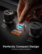 JOYROOM 2-Pack 125W USB C Car Charger [Mini, Flush Fit w/Pull Ring] Dual-Port Car Cigarette Lighter Adapter, Super Fast Car Charger for iPhone 17/16 Pro Max, Galaxy S26/25, MacBook Air, iPad and More