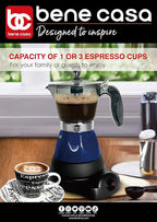 Bene Casa Blue Portable Electric Espresso Maker/Cafetera, 1-3 Cups/Shots (1, BLUE)