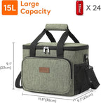 Lifewit Large Lunch Bag, Insulated Lunch Box, Soft Cooler Cooling Tote for Adult Men Women, Dark Green 24-Can (15L)