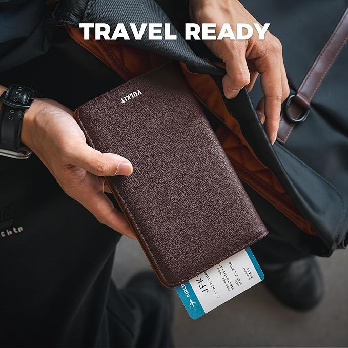 VULKIT Passport Holder Wallet RFID Blocking Travel Wallet for Men & Women