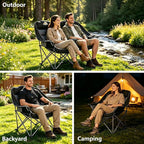 Colegence Oversized Camping Chairs Set of 2, Padded Camping Chair Heavy Duty Lawn Chairs for Adults, XL Foldable Camp Chair for Outdoor Sports, Baseball, Wide Seat Support 450LBS - Black and Grey