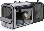 Pecute Dog Car Carrier Stable and Light Weight, Expandable Extra Space Dog Carrier for Cars, Breathable Dog Car Crate, Foldable Pet Carrier for Both Indoor and Outdoor Use, Pet Travel Crate Gray