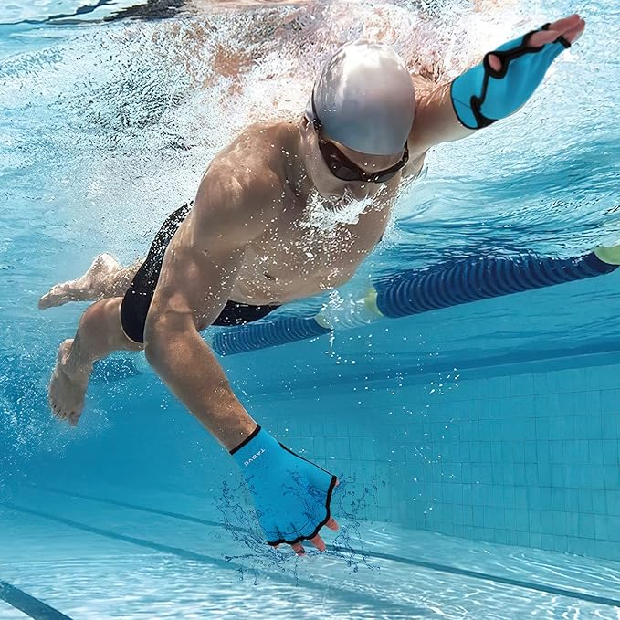 TAGVO Aquatic Gloves for Helping Upper Body Resistance, Webbed Swim Gloves Well Stitching, No Fading, Sizes for Men Women Adult Children Aquatic Fitness Water Resistance Training