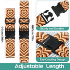 Slohif Luggage Straps for Suitcases Travel Belt Accessories Luggage Connector Identifiers 2 Pack Over Handle with Buckle Unique Nylon Adjustable Strap for Sleeping Bag Car Seat Brown