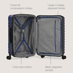 U.S. Traveler Boren Expandable Hardside Rugged Travel Luggage with 8 Spinner Wheels, Navy, Checked-Medium 26-Inch