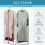 60" All Clear Dress Bags for Gowns Long, 4" Gusseted Garment Bags for Hanging Clothes, Womens Dress Garment Bag with Zipper for Skirts, Wedding Dresses, Winter Fur Coats, 4 Packs
