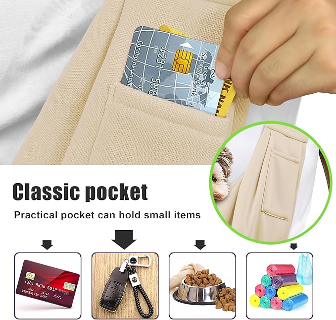 Tomkas Small Dog Cat Sling Carrier Puppy Purse Travel Wrap Soft Crossbody Pet Bag (Cream, M - Classic Pocket & Classic Strap)