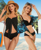 CHICGAL 2 Pieces Women Beach Sarong Bathing Suit Wrap Skirt Sheer Bikini Swimsuit Cover Ups for Swimwear