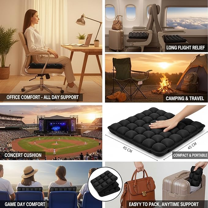 1Pcs Seat Cushion, Travel Cushion Airplane Seat - Inflatable Airplane Seat Cushion for Travel.Suitable for Long Distance Sedentary People to Use,Easy to Carry, 3D Inflatable Airbag is Ergonomic