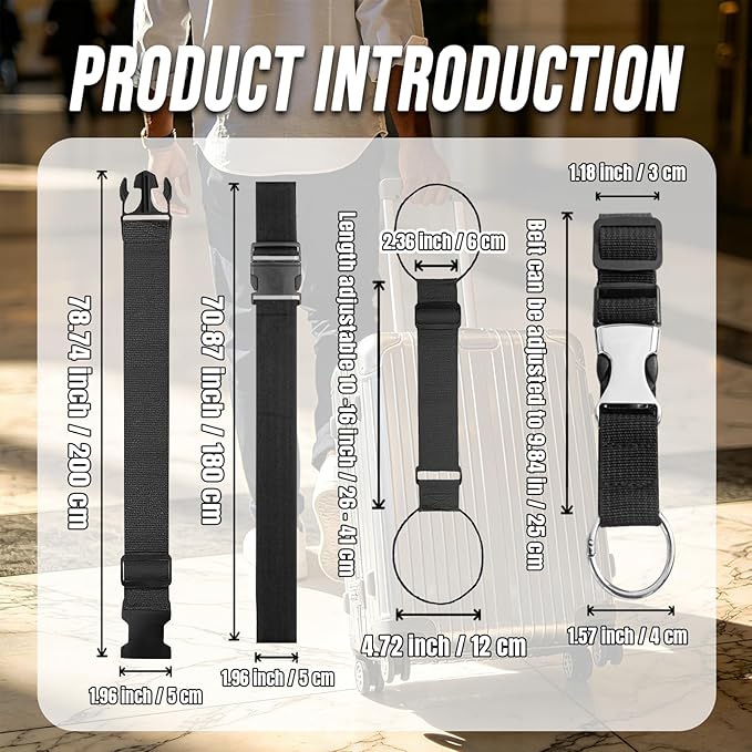 6PCS Luggage Straps for Suitcases, Adjustable Elastic Bungee Strap, Connect Up to 3 Suitcases, Luggage Connector Strap for Extra Bags, Travel Essentials for Carry-On and Backpacks