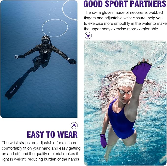 TAGVO Aquatic Gloves for Helping Upper Body Resistance, Webbed Swim Gloves Well Stitching, No Fading, Sizes for Men Women Adult Children Aquatic Fitness Water Resistance Training