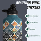 DYSANKY National Parks Water Bottle – 64 oz Insulated Stainless Steel Bottle with 63 Hand-Drawn Park Stickers, Carrier Bag, Strap & Gift Box – BPA-Free – Ideal for Hiking, Camping & Travel