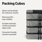 Amazon Essentials 4-Piece Packing Cubes Travel Accessories Set, Space-Saving Luggage Organizer with Double Zipper, Mesh Top, Small, Gray (Previously Amazon Basics)
