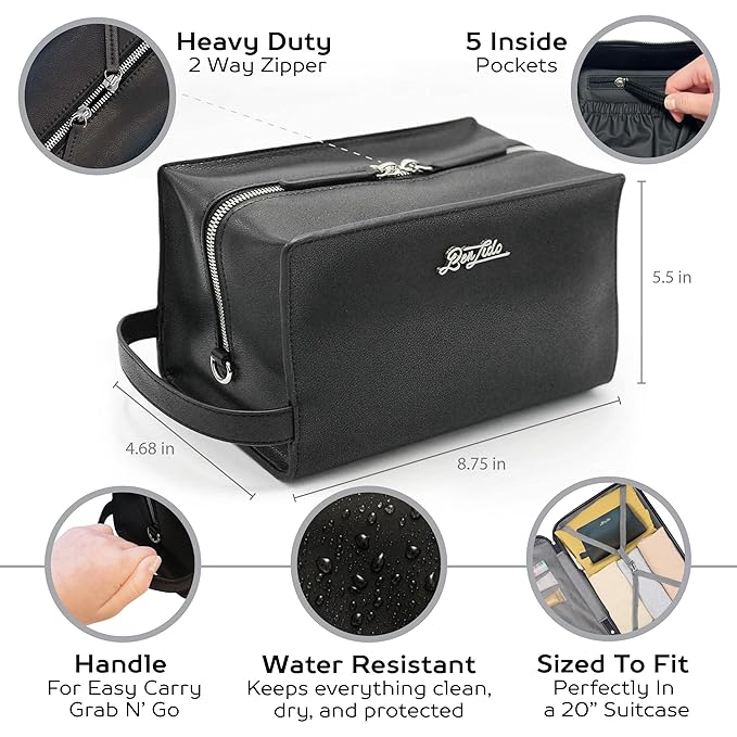 Convenience Kits International Men’s Super Premium 30 PC Travel Kit Featuring: Travel-Size Hair Care Products Plus Face, Body, Oral Care, Travel Essentials in Large Leather Toiletry Bag