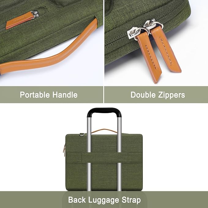 MOSISO 360 Protective Laptop Shoulder Bag,15 inch Computer Bag Compatible with MacBook Air 15 inch M5 M4 M3 M2/Pro 15, Dell XPS Plus,Side Open Messenger Bag with 4 Zipper Pockets&Handle, Olive Green