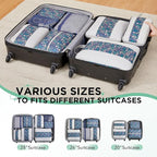 8 Set Compression Packing Cubes for Travel Essentials,Compressible Expandable Packing Cubes for Suitcase,OlarHike Luggage Organizer Bags for Travel(Dark Blue Floral)