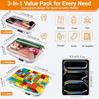 YQBRAO 3-Pack Clear Hard Shell Zipper Case, 1.2mm Heavy-Duty Crush-Proof Makeup Bag, Multi-Size Set (L+M+S) for Diaper Bag Organizer, Toys, Art Supplies & TSA Approved Clear Zipper Pouches