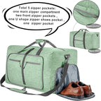 Vomgomfom 65L/85L/115L Foldable Travel Duffle Bag, Lightweight Checked Luggage with Shoe Compartment, Water-Resistant Weekender Overnight Bag for Men & Women