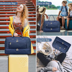 Large Women's Travel Duffel, Weekender with Shoe Compartment, Carry On Overnight Bag, Gym Duffel with Wet Pocket, Hospital Bags for Labor and Delivery - 3 PCS Set