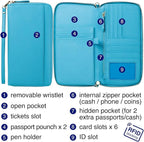 Travel Document Organizer - RFID Passport Wallet Case Family Holder Id Wristlet