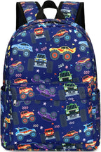 CAMTOP Preschool Backpack for Kids Boys Girls Toddler Backpack Kindergarten School Bookbags for Age 3-8 (Navy Big Wheels)
