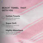 Cotton Turkish Beach Towel with Towels Oversized 36"x72" Pool Absorbent Extra Large Quick Dry Sand Travel Towel (Pink, 4 Pack)