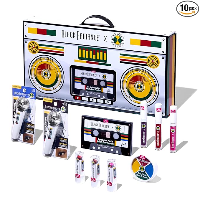 Black Radiance Cross Colours 10-Piece Makeup Set, Bold 90s-Inspired Collection with Vivid Eyeshadows, Lip Colors & Face Essentials, Buildable Coverage, Perfect for Gifting or Collecting