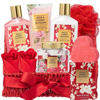 Gifts for Women, Mothers Day Gift Basket for Mom, Bath and Body Gift Basket Set for Mom - 9 Pcs Rose Spa Gift Baskets for Women, Gift Set | Christmas Gifts, Birthday, Valentines Day, Gift Sets for Mom