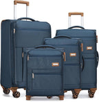 Softsied Suitcases 4 Piece Luggage, Polyester with Spinner Wheels and Lock, Suitable for Carrying Around and for Travel, Unisex, Navy Blue