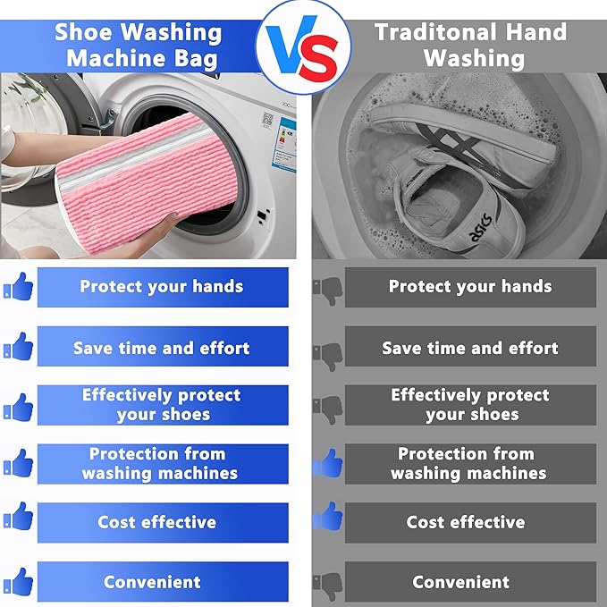2Pcs Reusable Shoe Washing Machine Bag for Washer and Dryer:Free Up Hands, Prevent Deformation,shoe bag with Zipper Protection Design, Use for all Shoes,Sports Shoes(Yellow) (A-Pink)