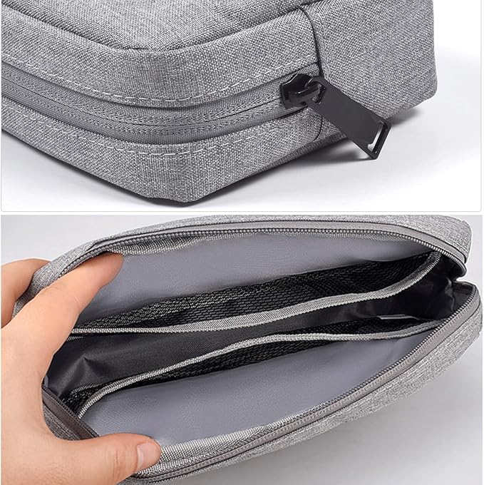 CAAORDKSO Electronic Cable Organizer Bag, Travel Accessories Carry Case Portable Waterproof Electronics Organizer Case for Cable, Cord, Charger, Phone, Power Bank, Earphone (Big-Light Grey)