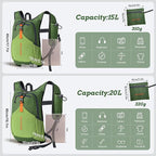 BECOJADDE 20L Small Hiking Backpack for Men Women Foldable Packable Back Pack Ultralight Hiking Daypack for Travel Camping Outdoor, Olive Green