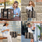 Becokan Large Tote Bag for Women Waterproof with 12 Pockets Top Zipper Closure Utility Teacher Nurse Bags for Work School