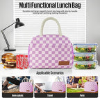 douyadady Lunch Bag Women/Men Lunch Box Women/Men (Purple+Pink Checkerboard)