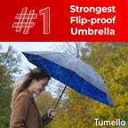TUMELLA Inverted Windproof Umbrella, Large, Strong, Light, Portable, Automatic Reverse Folding Rain Umbrella, Durable Premium Grip, Fits Car & Backpack