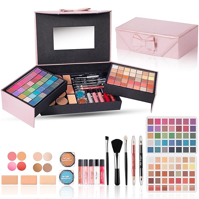 Hot Sugar Makeup Kit for Teenagers, Beginner Makeup Gift Set for Women Full Makeup Kit (Pink)