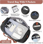 Travel Duffel Bag for Women, Carry-on Overnight Weekender Bags with Wet Pocket, For Spirit Airlines 18x14x8 Personal Item Bag,Small,Black & Brown