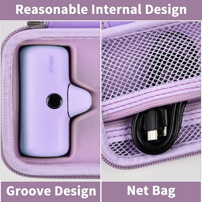 【NOT Included Power Bank】Portable Charger Case Holds 2PCS for iWalk/for Swyop/for Feob/for Charmast/for JEJILL/for LanLuk/for VEGER/for Taegila/for Kuulaa and More Small Charging Battery Pack, Purple